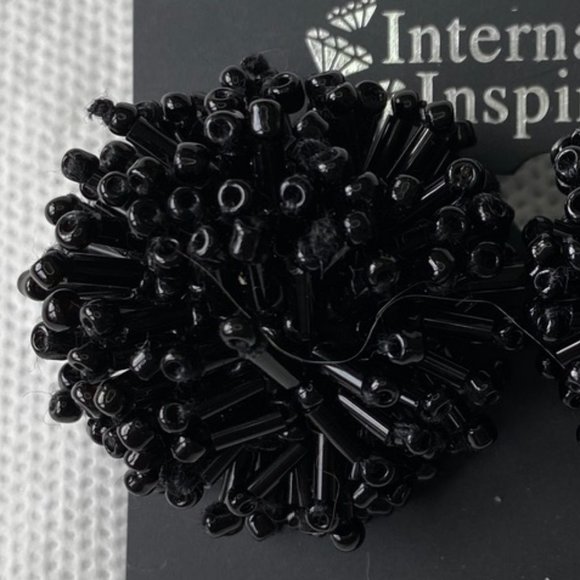 International Inspirations Black Pom-Pom Earrings - Picture 2 of 7